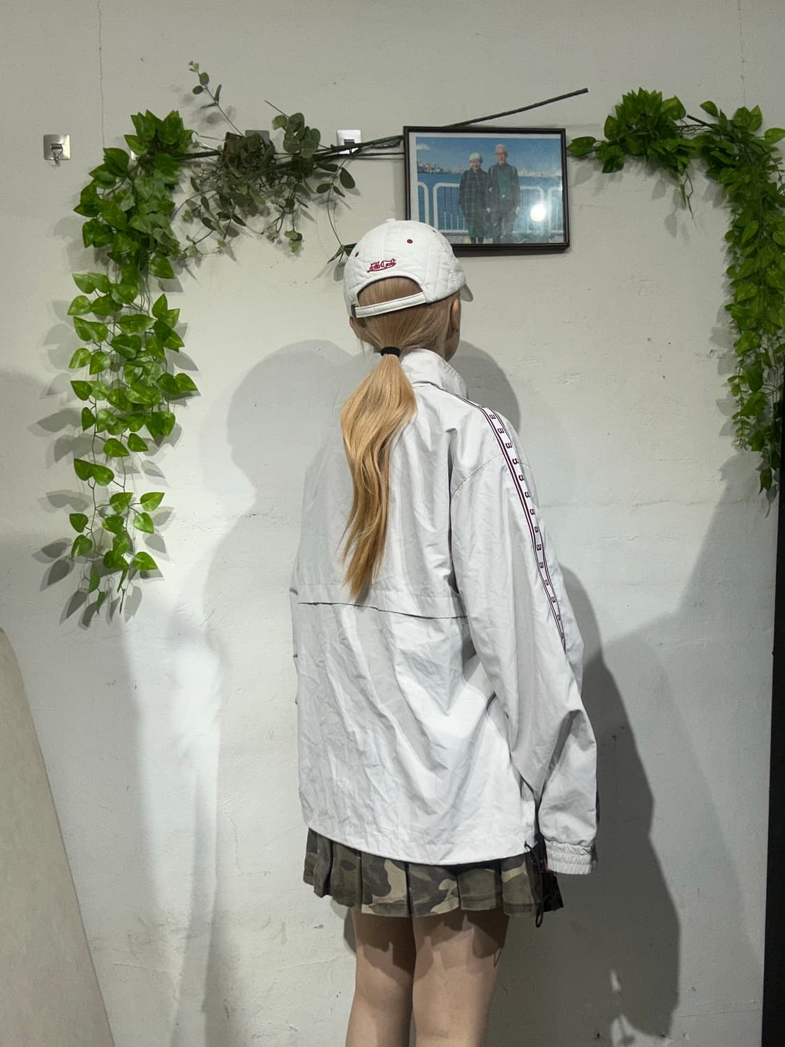 일본 빈티지 화이트 사이드 라인 트랙 자켓 바람막이 M 상품이미지3