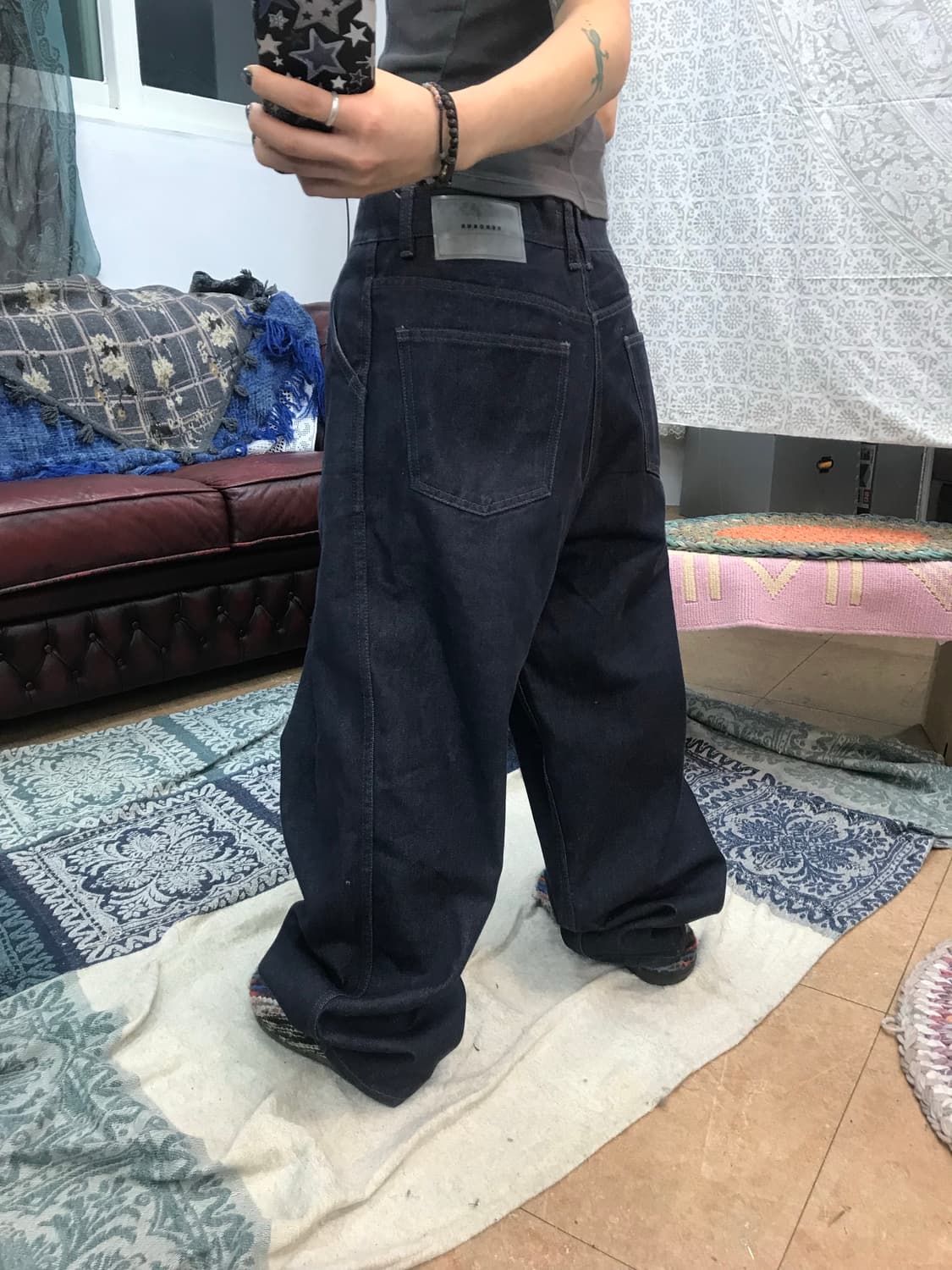 제로 핀턱 생지 와이드 데님팬츠  상품이미지2