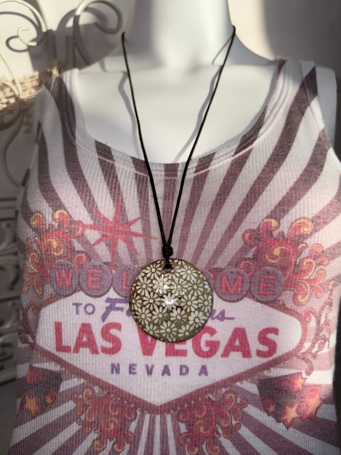 Beige brown floral ceramic necklace  상품이미지4
