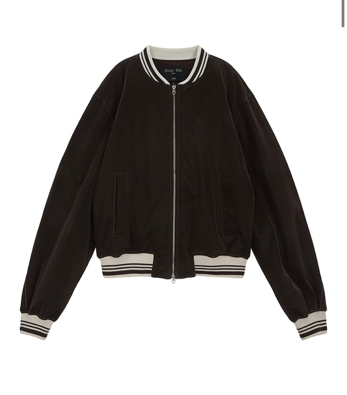 [L] 마뗑킴 코팅 스타디움 점퍼 브라운 상품이미지4