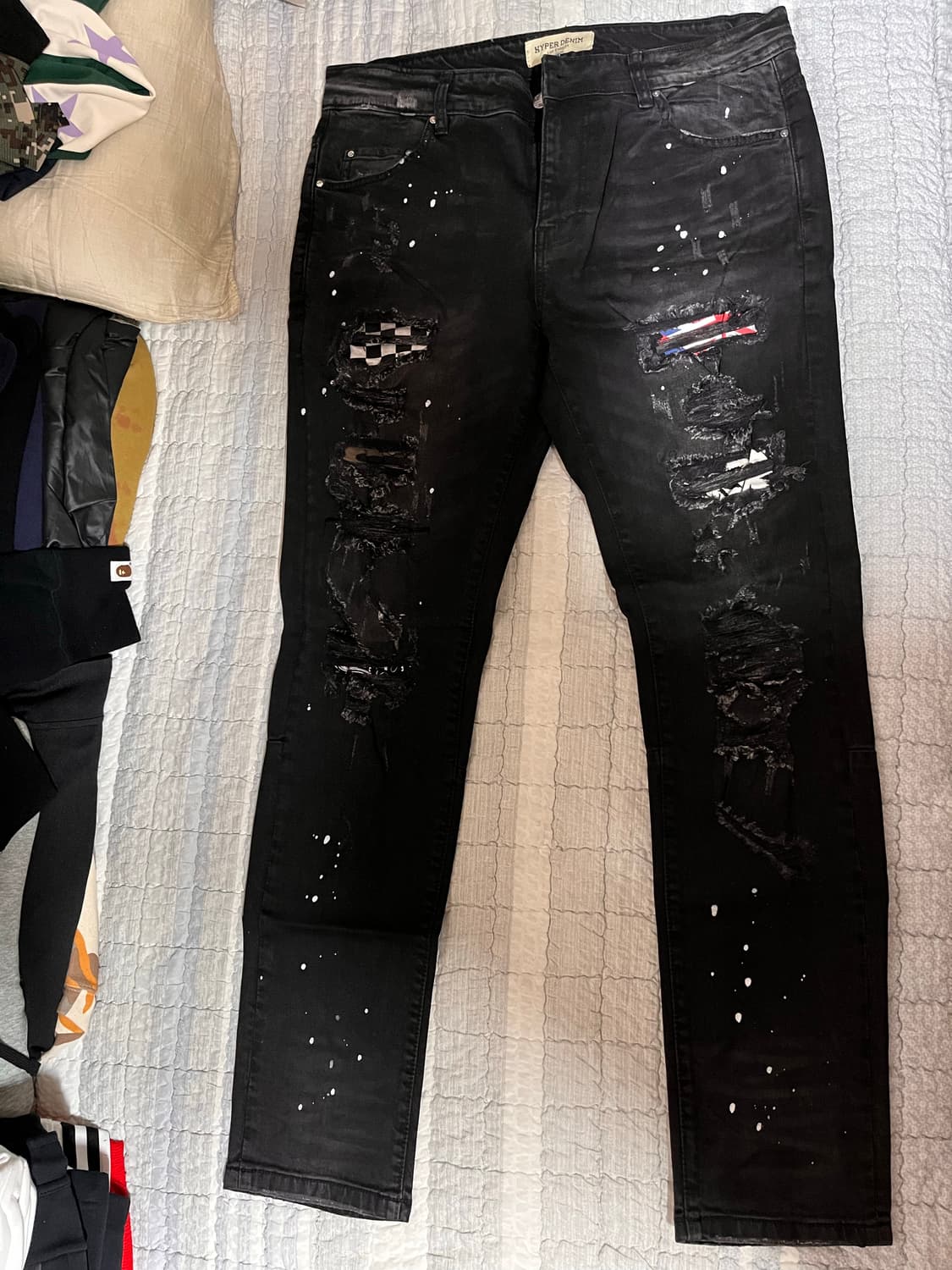 하이퍼데님 블랙 패치진 잿블랙이안진 카멜카고팬츠 일괄판매 상품이미지1