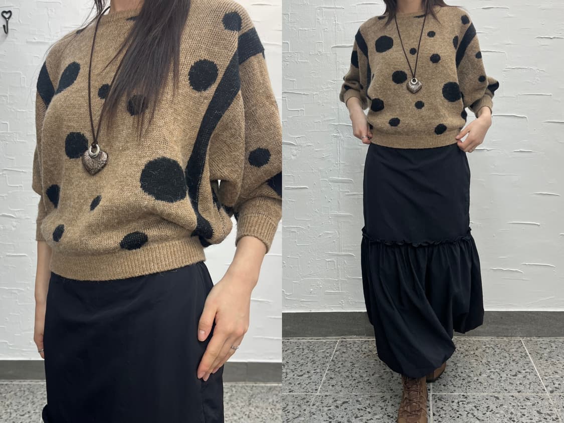 dot brown crop knit 상품이미지1