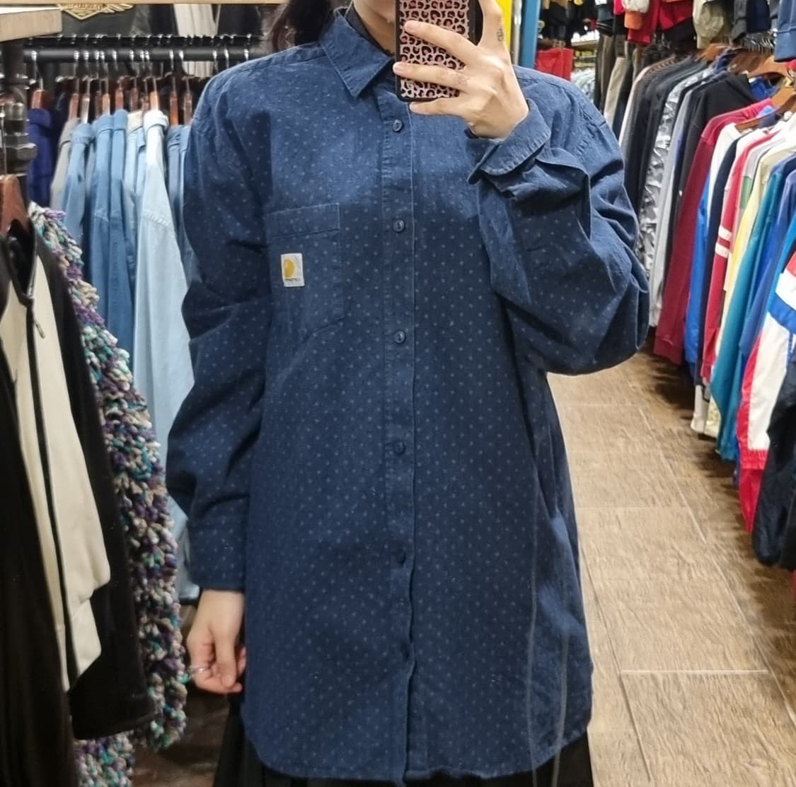 [Hi] 칼하트 긴팔 셔츠 네이비 상품이미지1