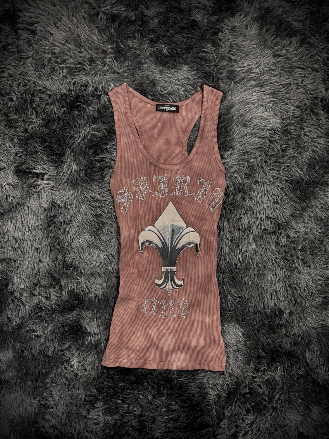 브라운 고딕 실버 프린팅 골지 슬리브리스 상품이미지1