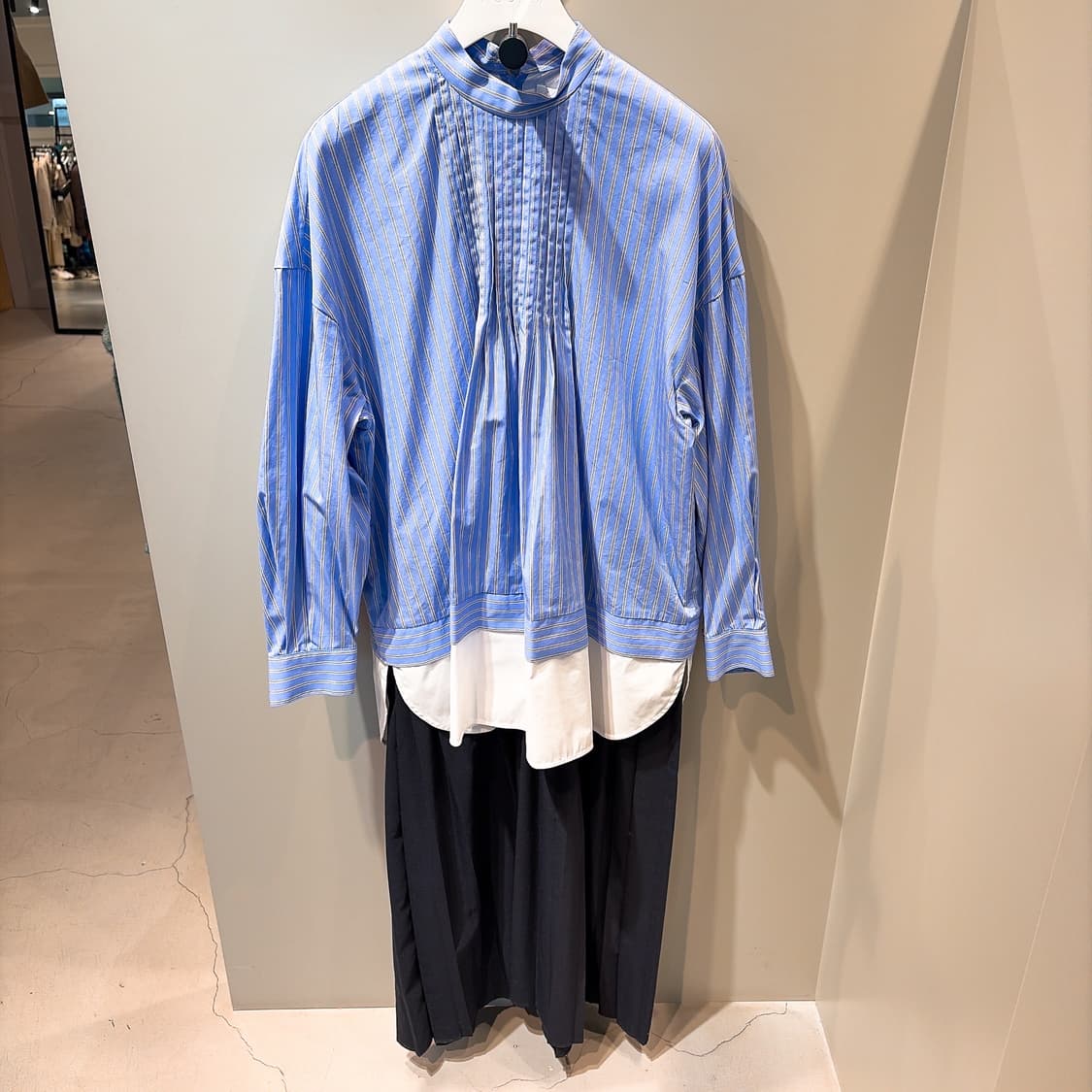 (정품/새상품) ENFOLD 엔폴드 블루 스트라이프 레이어드 드레스 상품이미지1