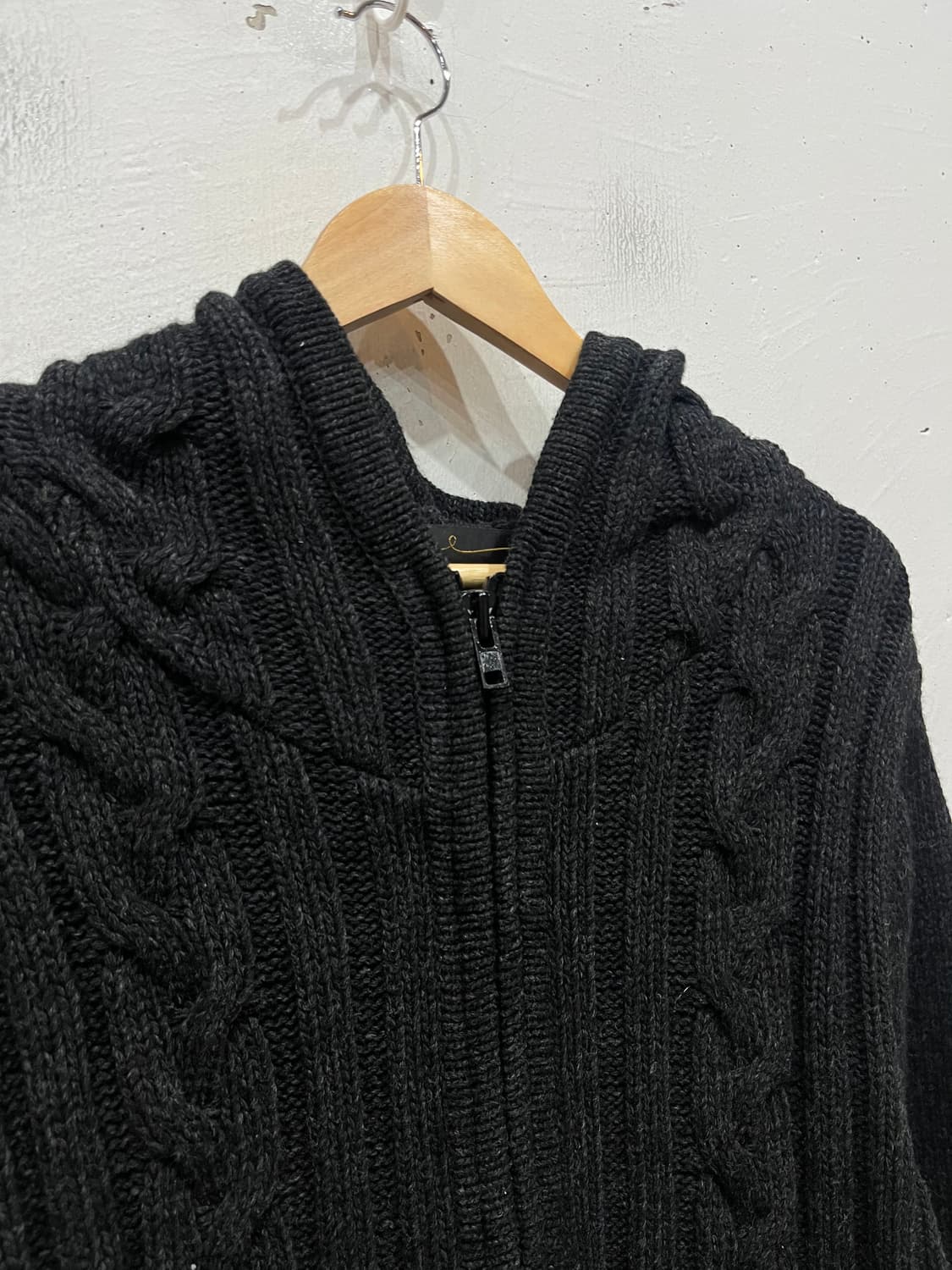 DRESS 케이블 울 니트 후드집업  상품이미지3