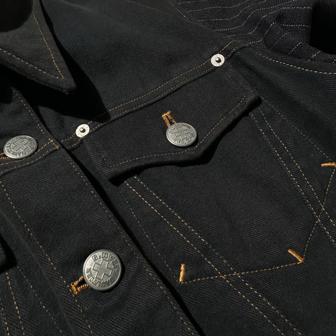 장 폴 고티에 스트라이프 슬리브 데님 트러커 자켓 상품이미지5