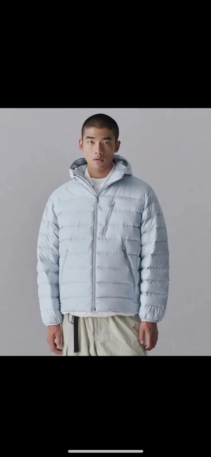 무신사 레저후드 라이트다운 경량패딩 자켓 클라우디 블루 상품이미지4