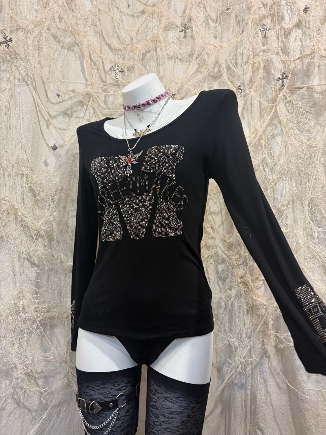 Y2K Onegyaru cubic back slit long sleeve 상품이미지5