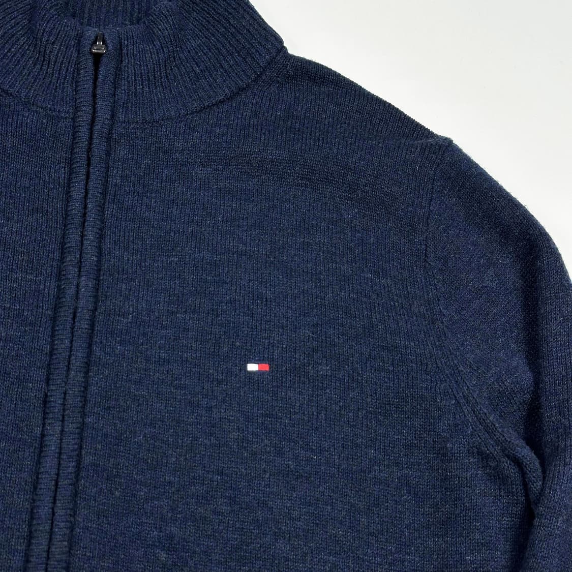 타미힐피거 플래그 램스울 네이비 니트 집업 (M) 상품이미지3
