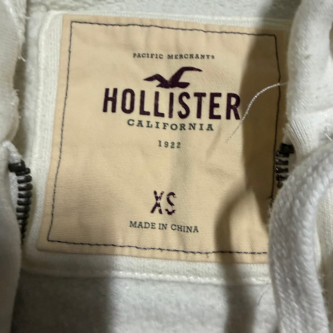 대장템 딱붙핏 홀리스터 화이트 후드집업 xs 상품이미지3