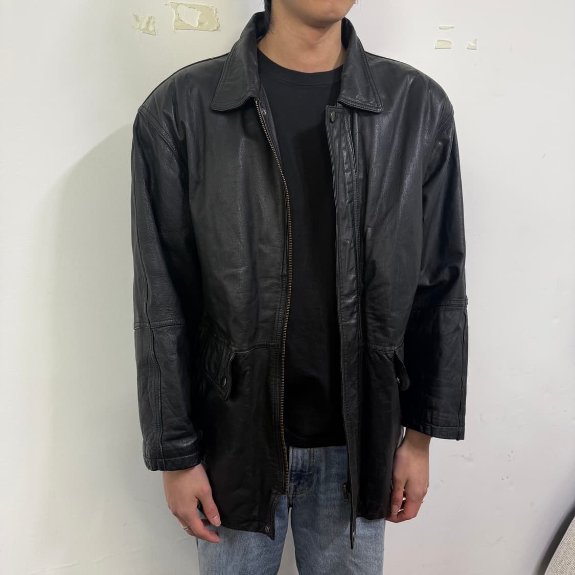 이태리 카우하이드 레더 코트  상품이미지2