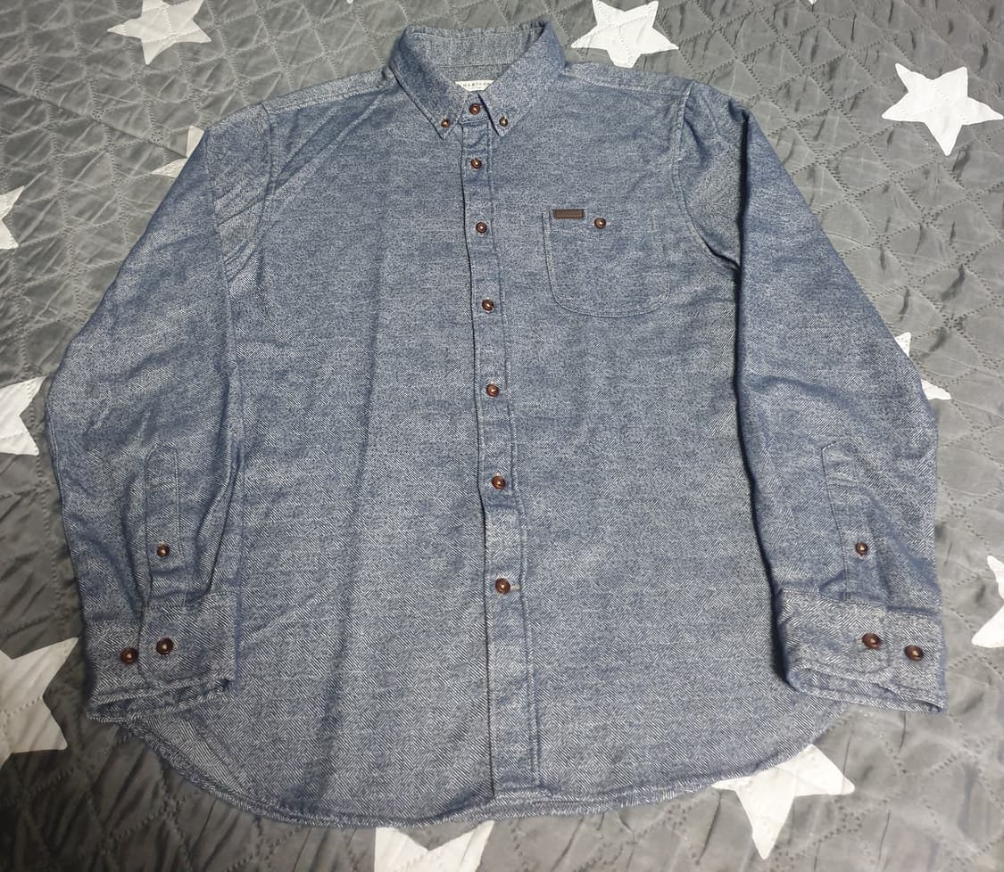 헤리토리 슬림핏 헤링본 클래식 코튼 긴팔셔츠 (XL) 상품이미지1