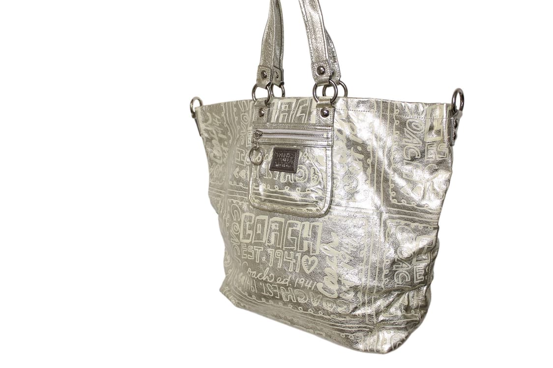 2000s COACH 코치 Y2K 메탈릭 그래피티 토트백 상품이미지1