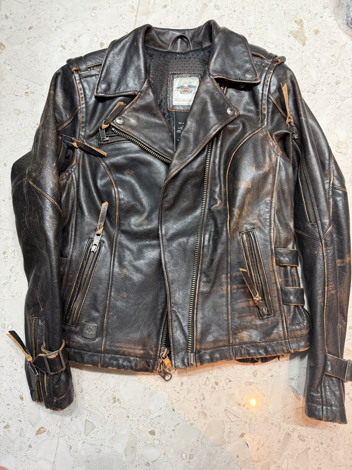 🏍️ 할리데이비슨 정품 가죽 라이더 자켓 (M) 상품이미지2