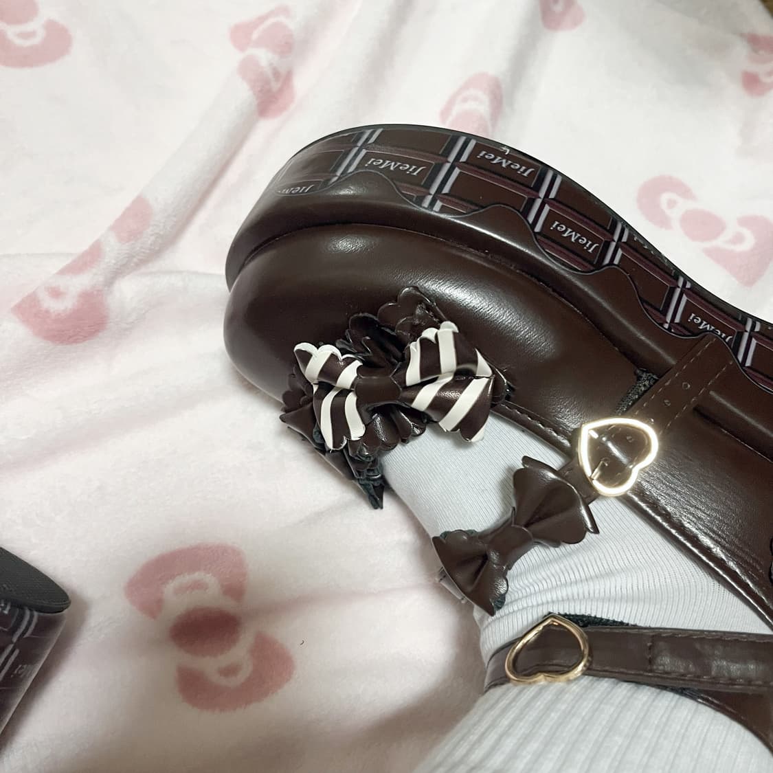 라떼갸루 리본 초코 화이트 구두 로퍼 상품이미지3