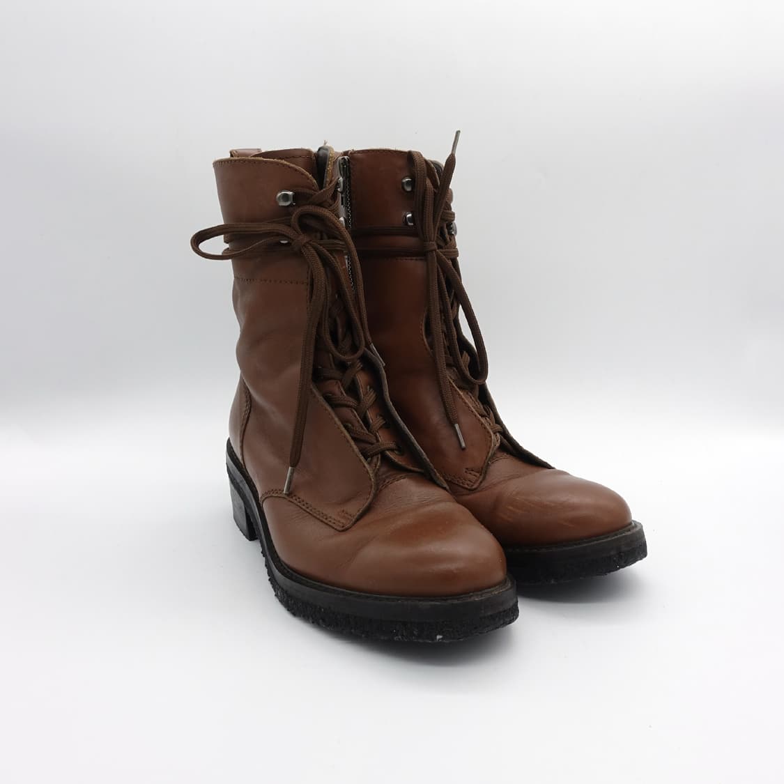 [S,230~240] ZUCCA 주카 브라운 레더 레이스업 부츠 상품이미지4