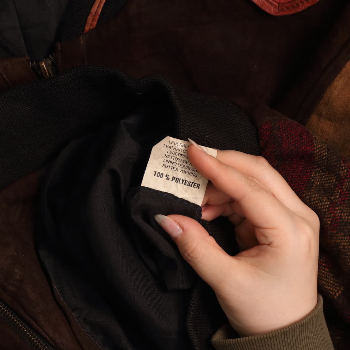 90'S 빈티지 패치워크 울 봄버 레더 가죽자켓 A1671 상품이미지4