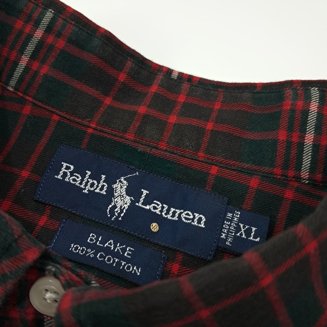 CL685 XL 폴로 90s 타탄체크 레드 오버 그린 셔츠 남방 상품이미지3