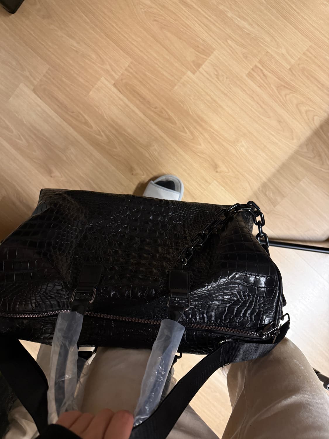 블랙 크로커 엠보 보스턴백 + 숄더 스트랩 상품이미지4