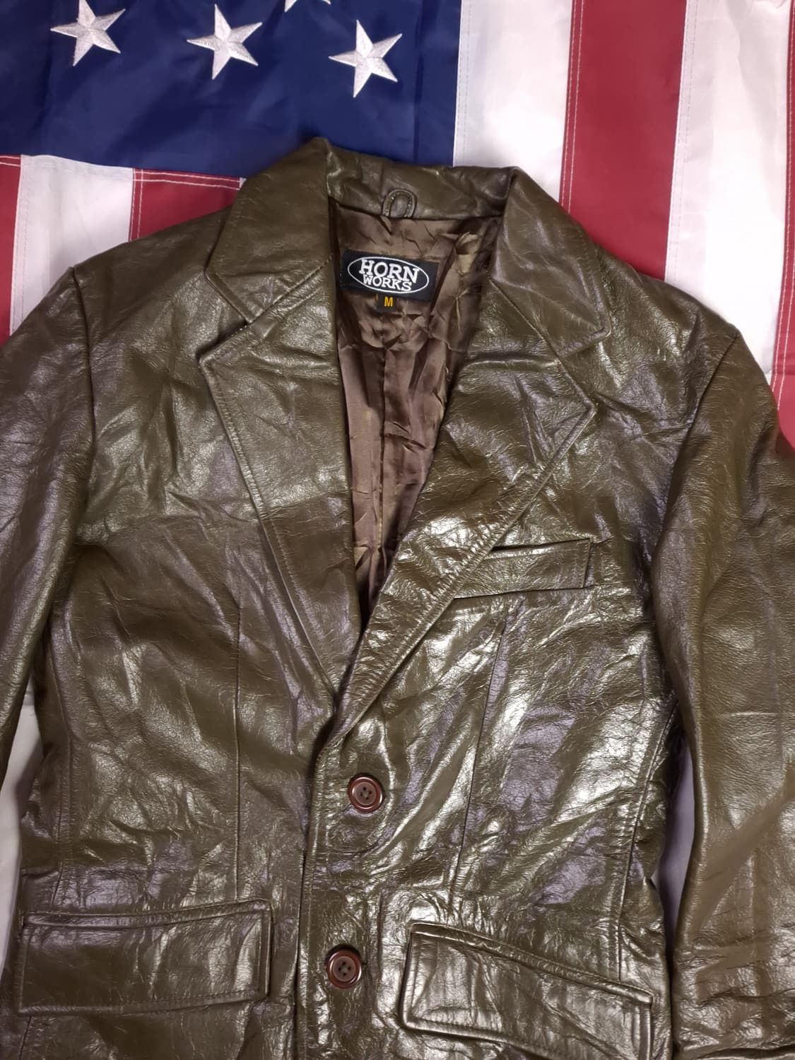 오리지날 90's 일본판 HORN WORKS 리얼레더 블레이져 상품이미지2