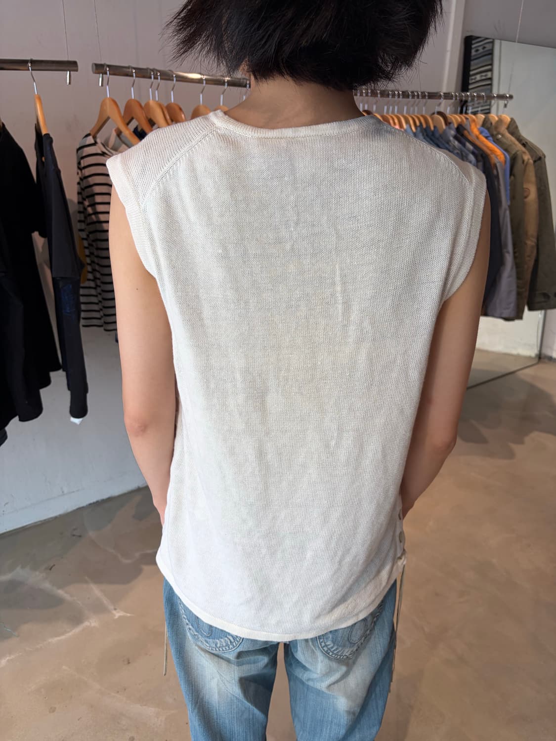 Armani Exchange 레이스업 린넨 슬리브리스 M 상품이미지6