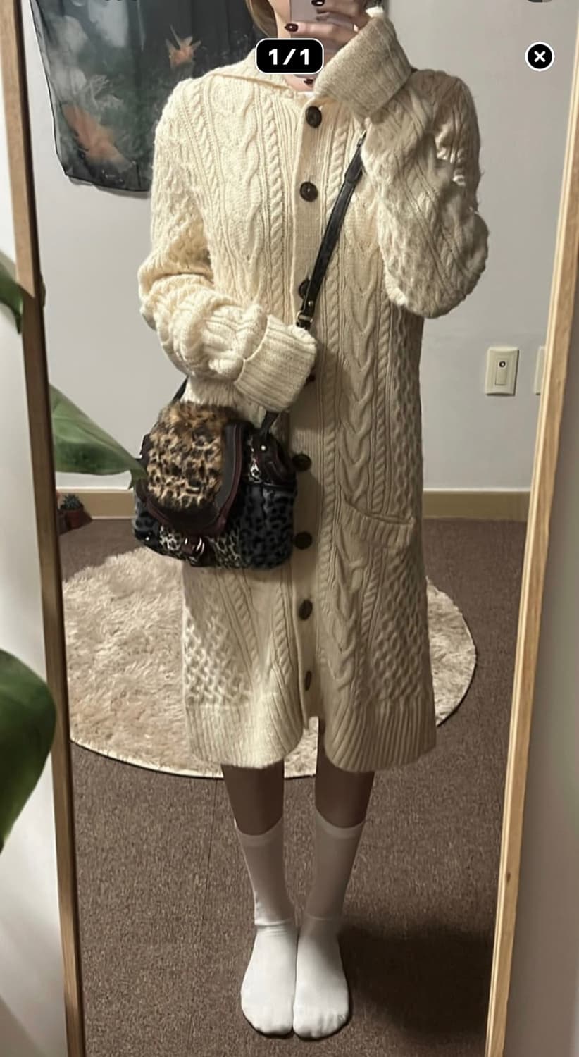 후드 빈티지 니트원피스  상품이미지1