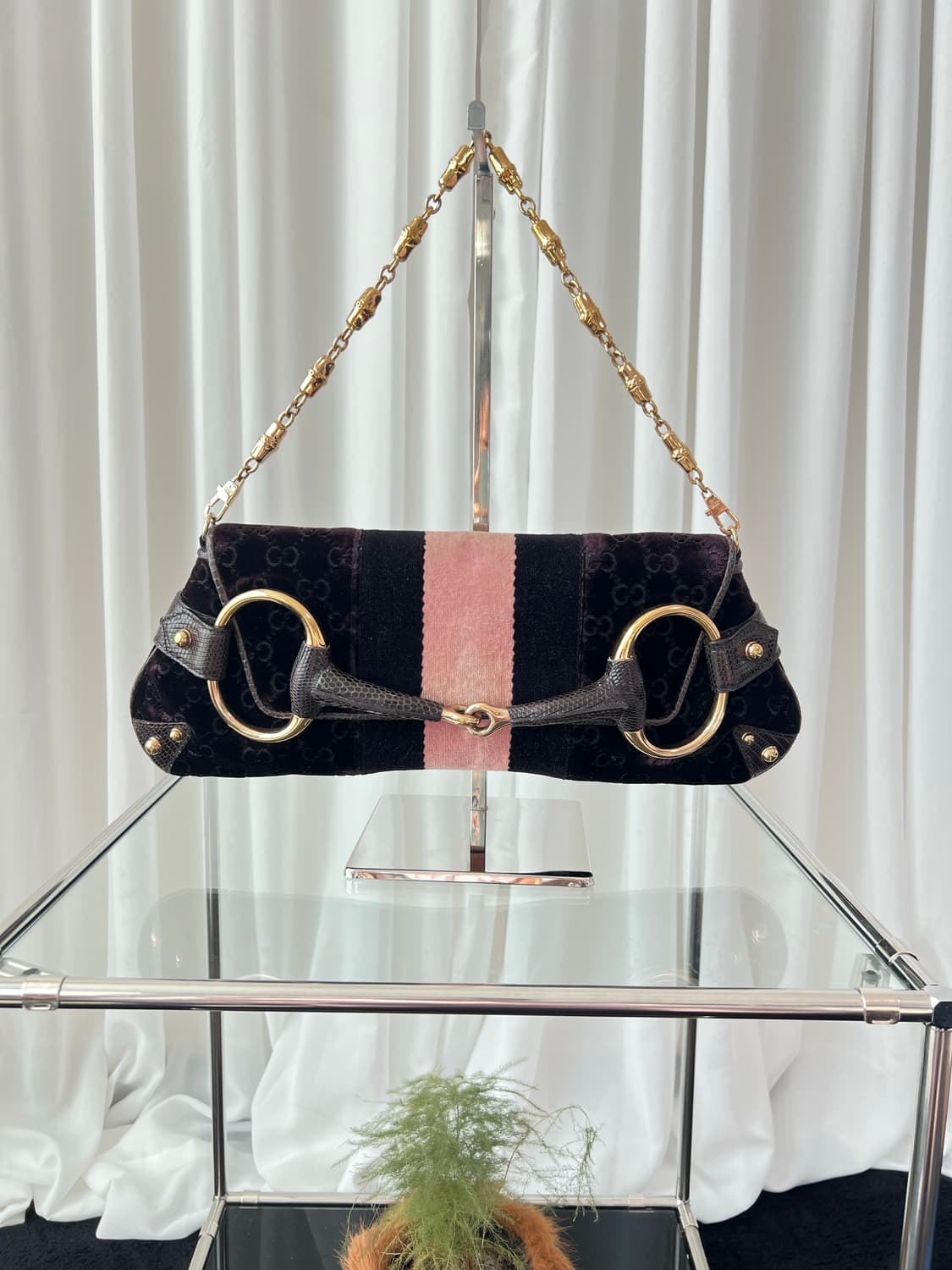 Rare 구찌 홀스빗 FW2004 벨벳 리자드 숄더백 상품이미지2