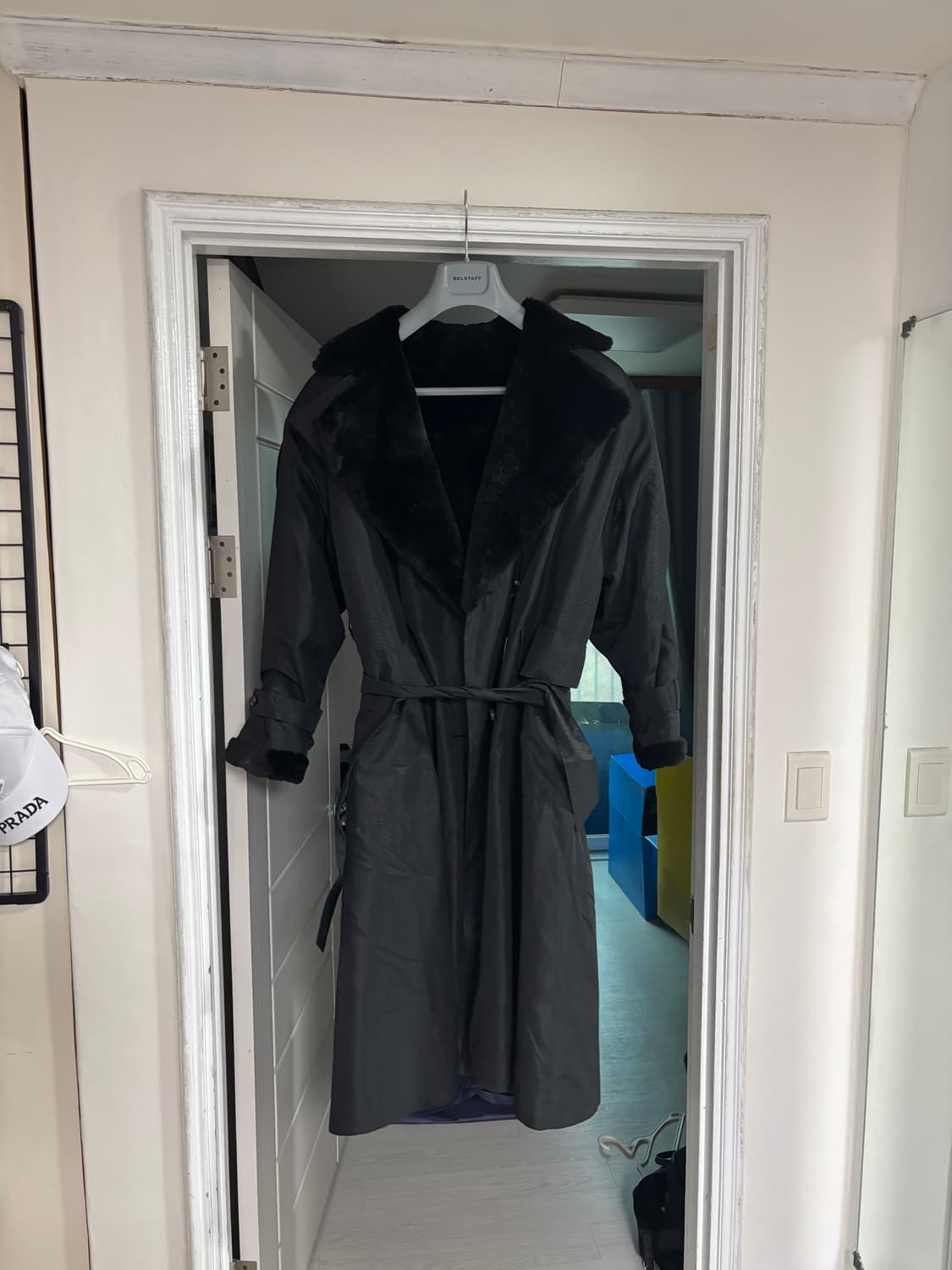 뉴트리아 비버 퍼 라이닝 무스탕 롱코트 남성 2xl - 3xl 상품이미지1