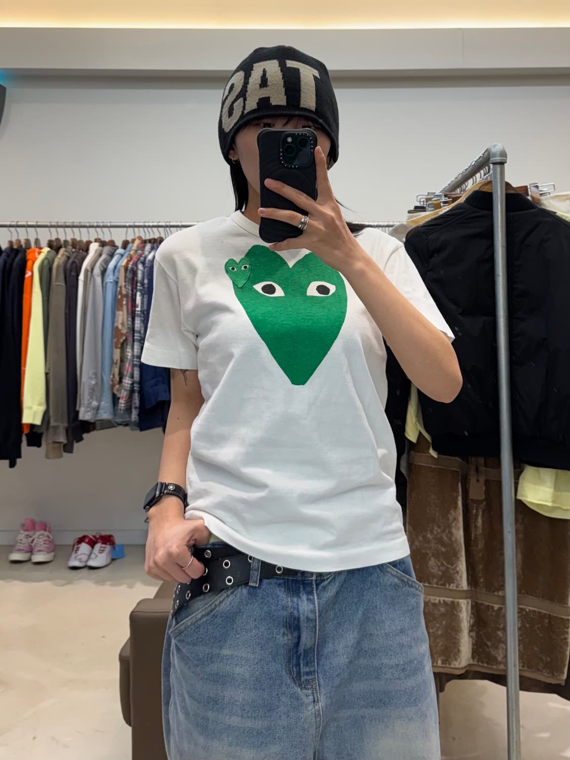 꼼데가르송 그린 더블 하트 티셔츠 상품이미지6