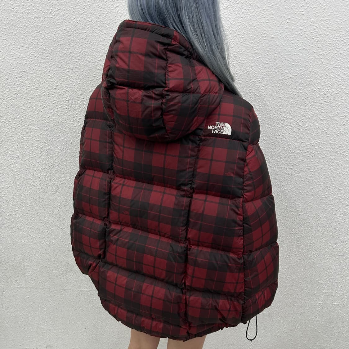 노스페이스 레드 체크패턴 케이프 패딩 85 상품이미지3