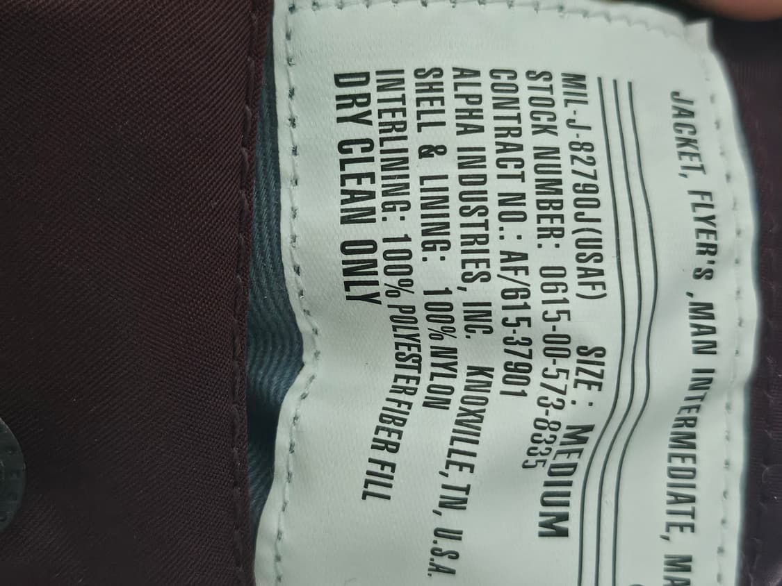 알파인더스트리 리버시블 MA-1 항공점퍼 봄버 자켓 다크체리 버건디 M 상품이미지5