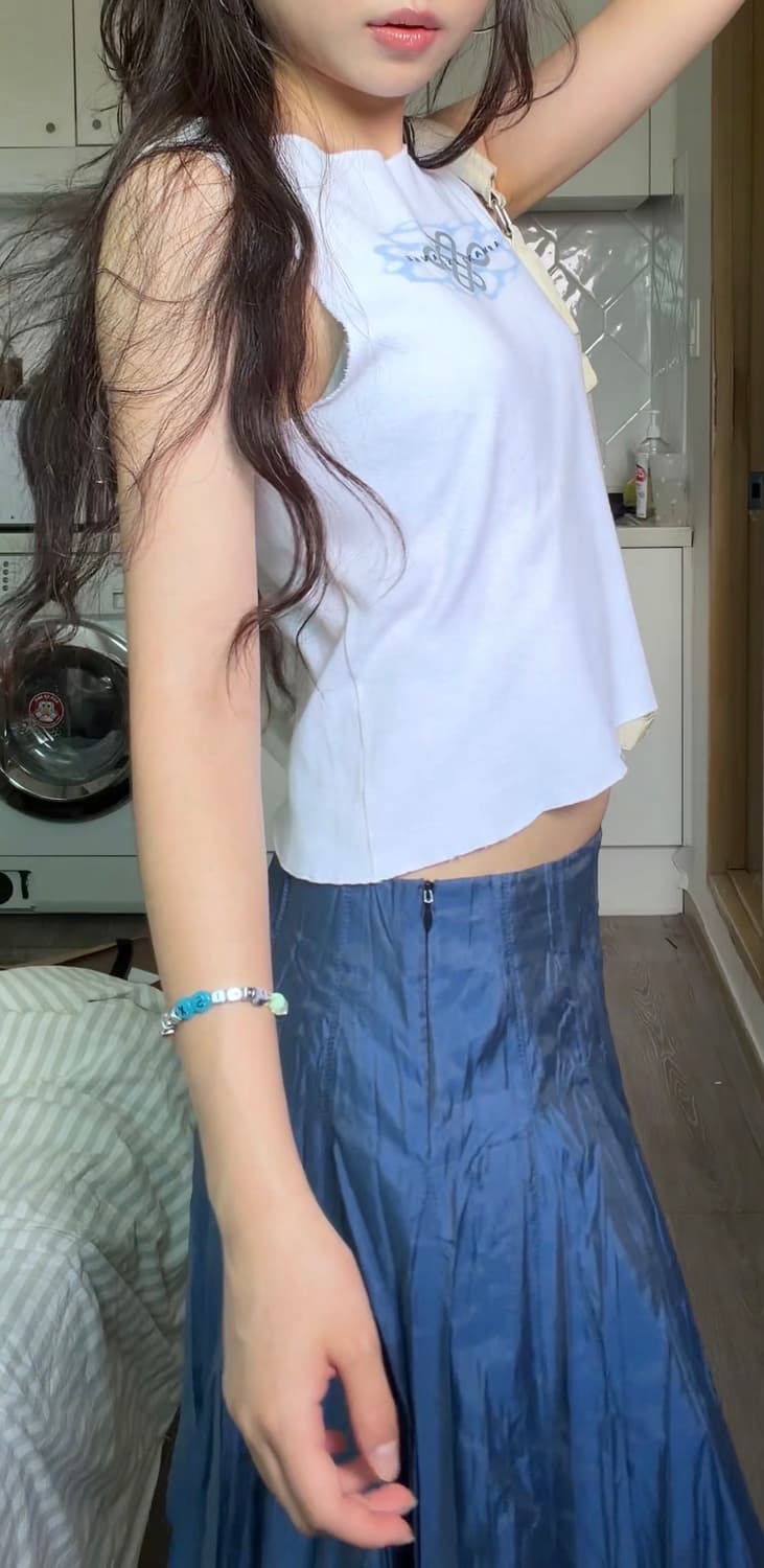Lanvin rinkle blue pleats skirt 상품이미지6