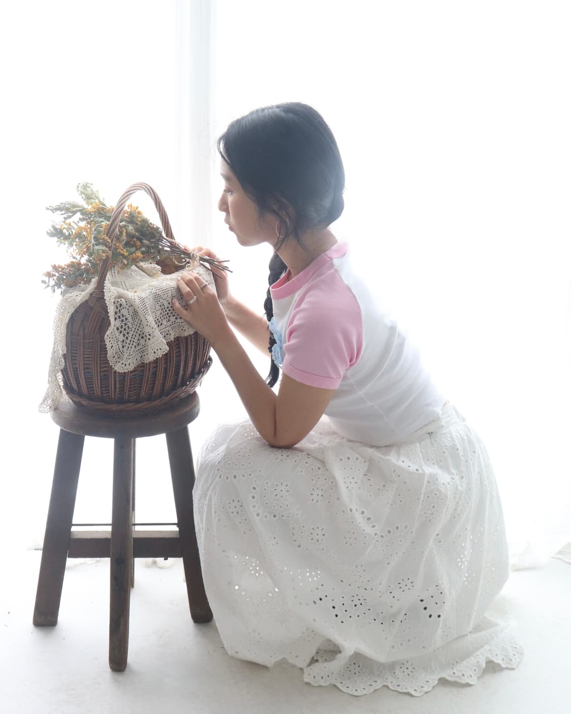 [Beams Heart] White Broderie Lace Skirt 상품이미지3