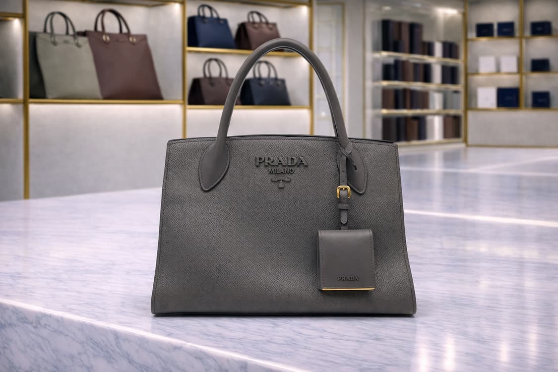 [A급] 프라다 모노크롬 사피아노 숄더백 미디엄 그레이 판매합니다!!! 상품이미지1