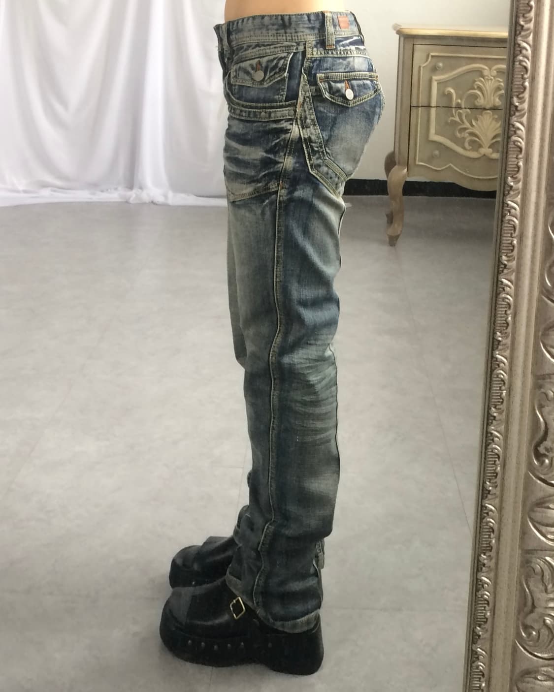 Line detail washing denim pants 상품이미지8