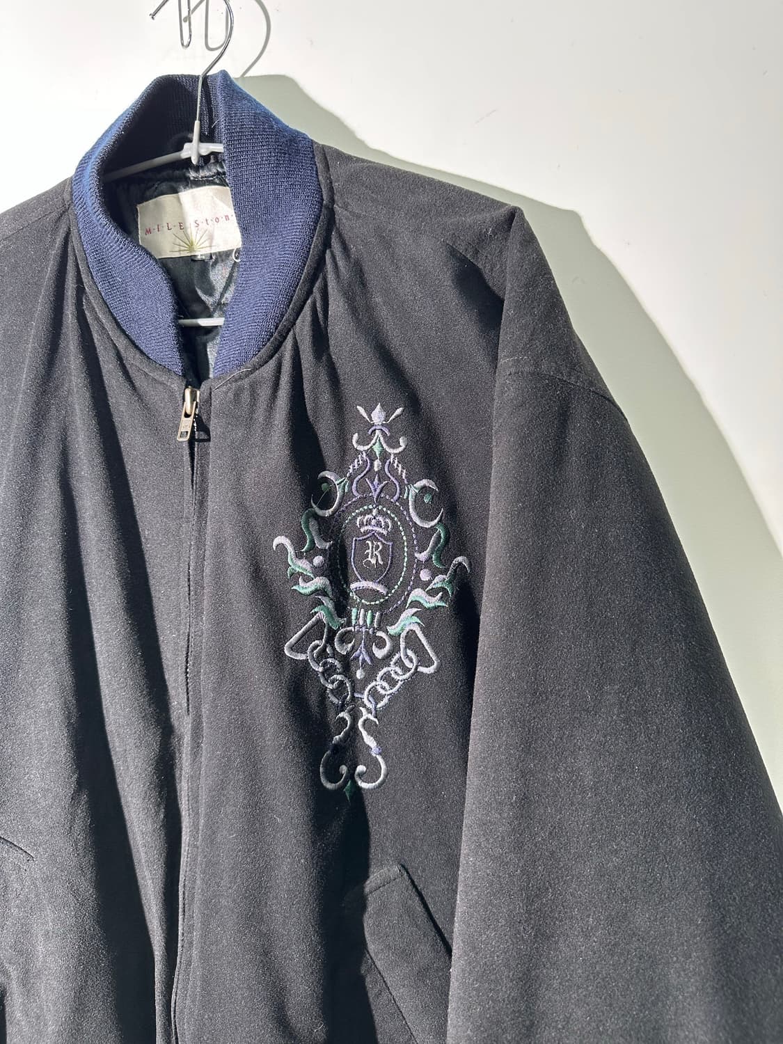 mile stone 자수 면 스웨이드 블루종 상품이미지2