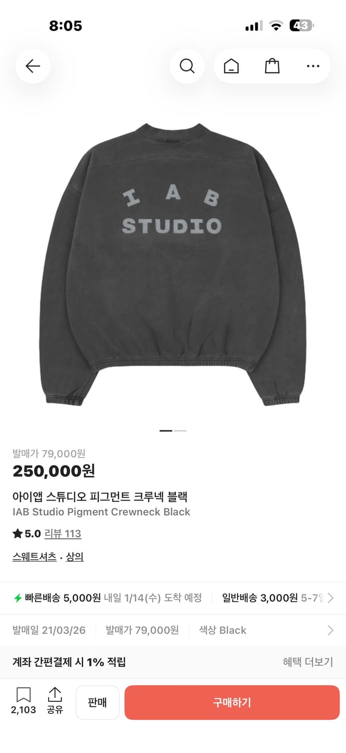 IAB STUDIO 아이앱 스튜디오 피그먼트 크루넥 L 상품이미지4