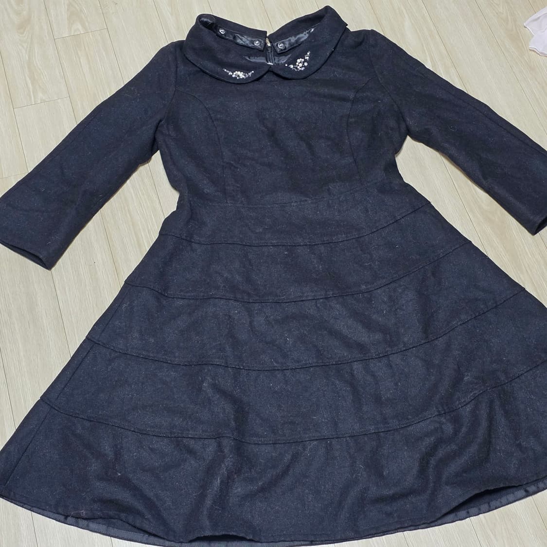 일본빈티지) 고딕로리타st 블랙 모직 로맨틱 모리걸 카라 글리터 원피스 상품이미지4