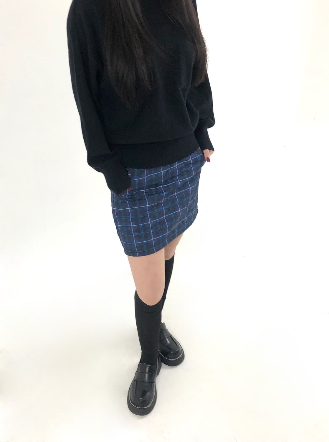 Blue Check Padded Mini Skirt 상품이미지3
