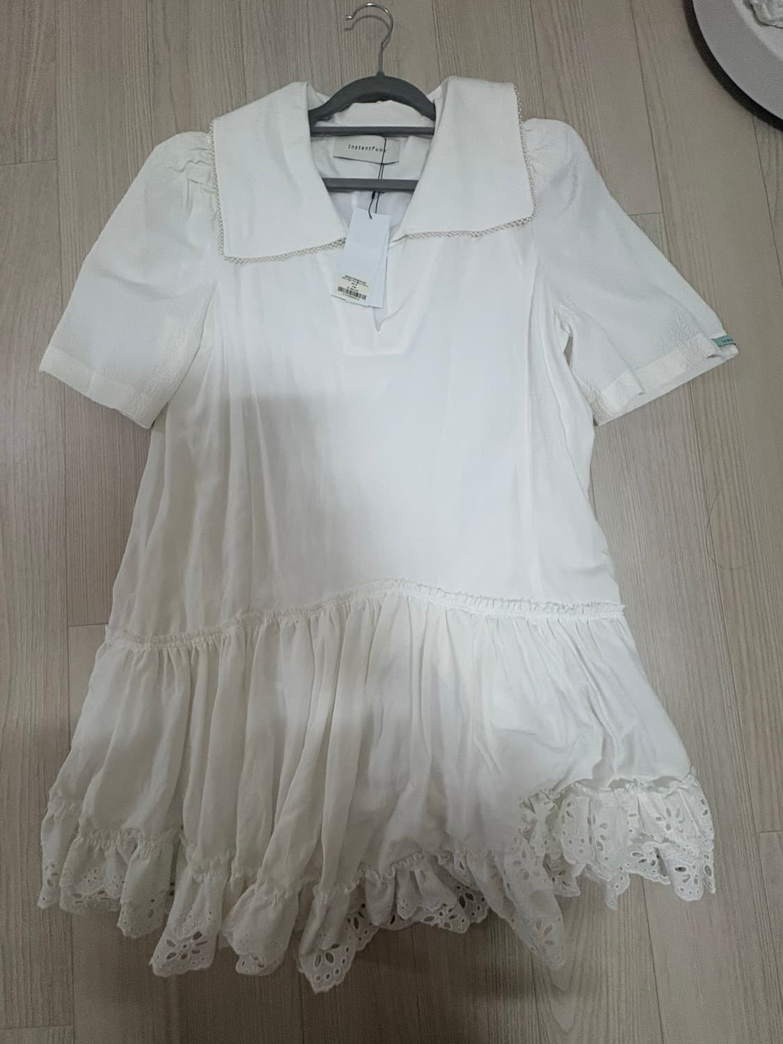 (새상품) 인스턴트펑크 세일러 카라 플레어 원피스 - 화이트 상품이미지4