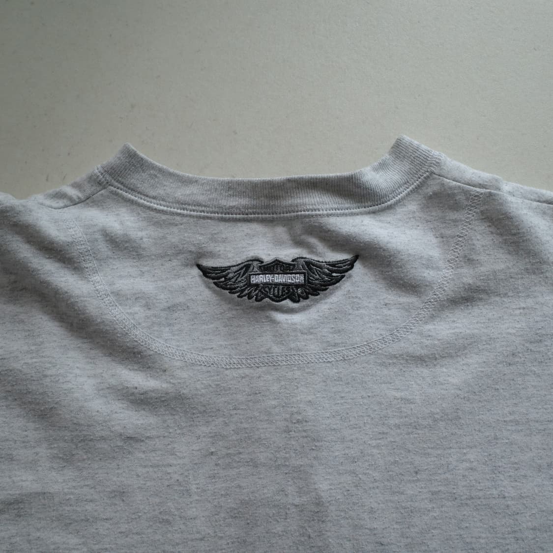 90s USA 할리데이비슨 자수 헨리넥 긴팔티 (2XL)  상품이미지6
