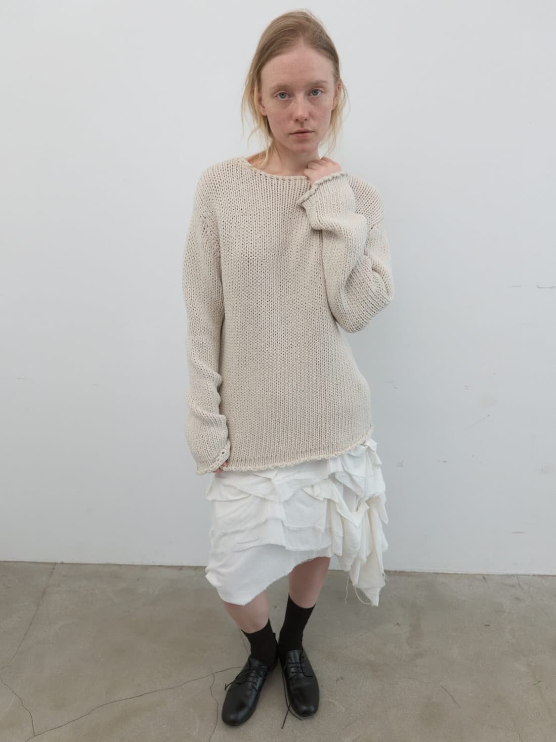 낫띵에브리띵 릴랙스드 코튼 스웨터 니트 에크루 상품이미지2