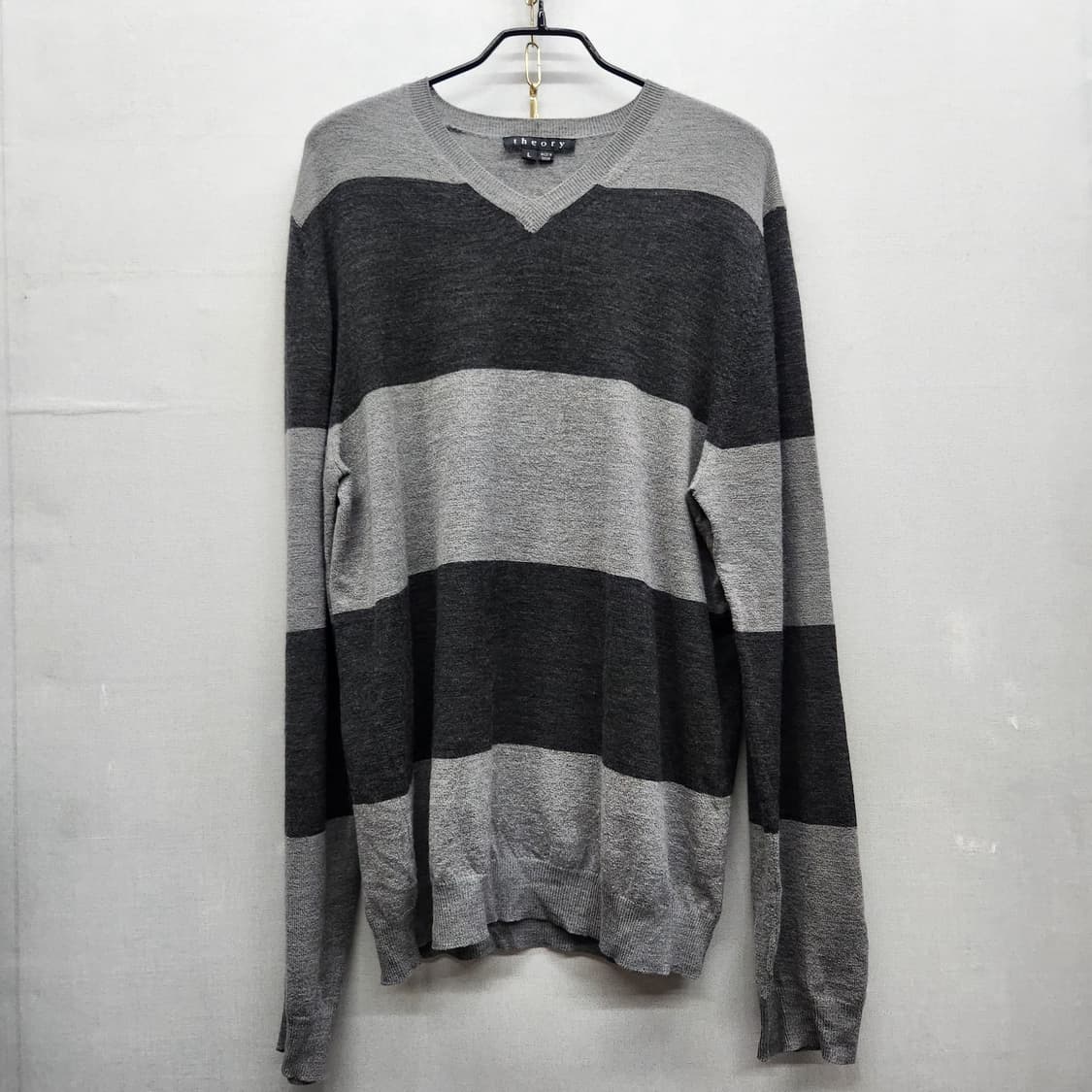 띠어리 스트라이프 얇은 울 니트 L(L) 상품이미지1