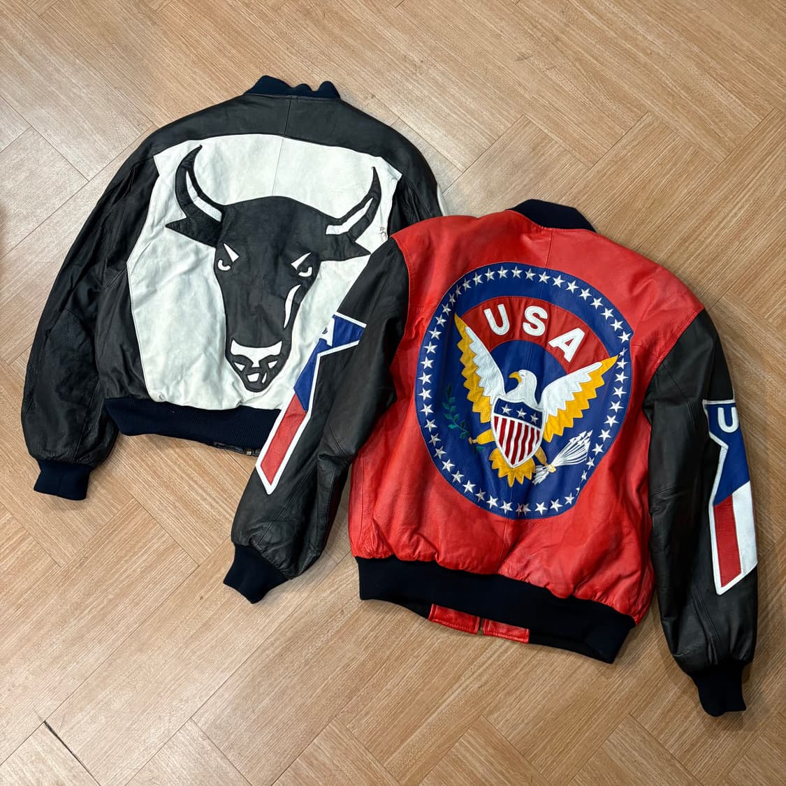 마이클호반 성조기 레더 봄버 자켓 상품이미지9