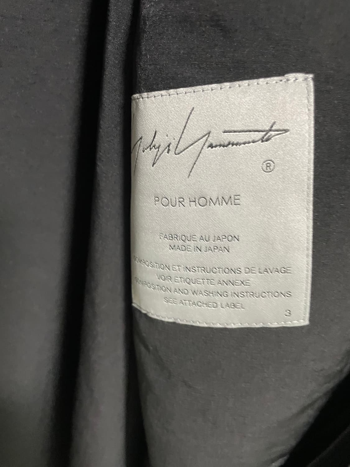 요지야마모토 남성 하프 더블레이어 블랙 코트 상품이미지6