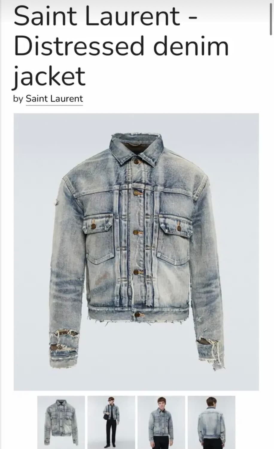 생로랑 디스트로이드 데님자켓 상품이미지5