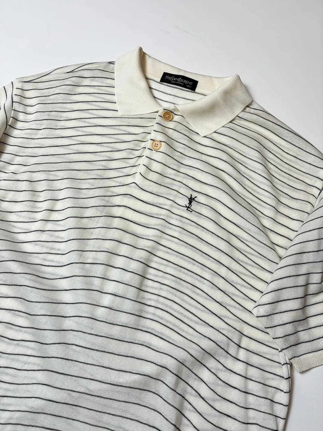 입생로랑 00's YSL 스트라이프 클래식 반팔 카라 티셔츠 PN8607 상품이미지2