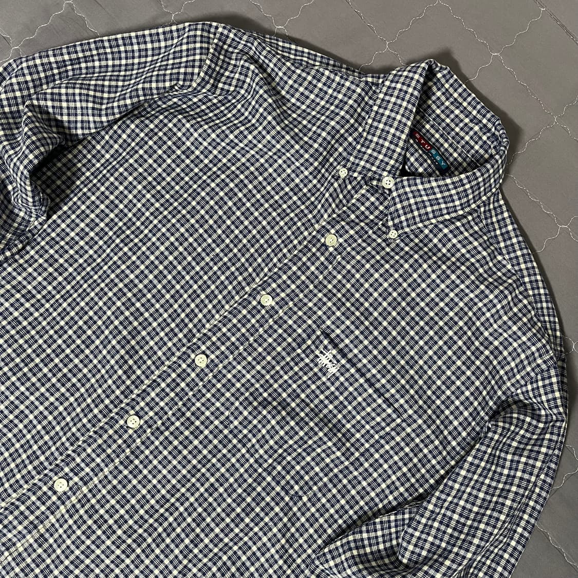 올드 스투시 체크 셔츠 네이비 M 상품이미지1