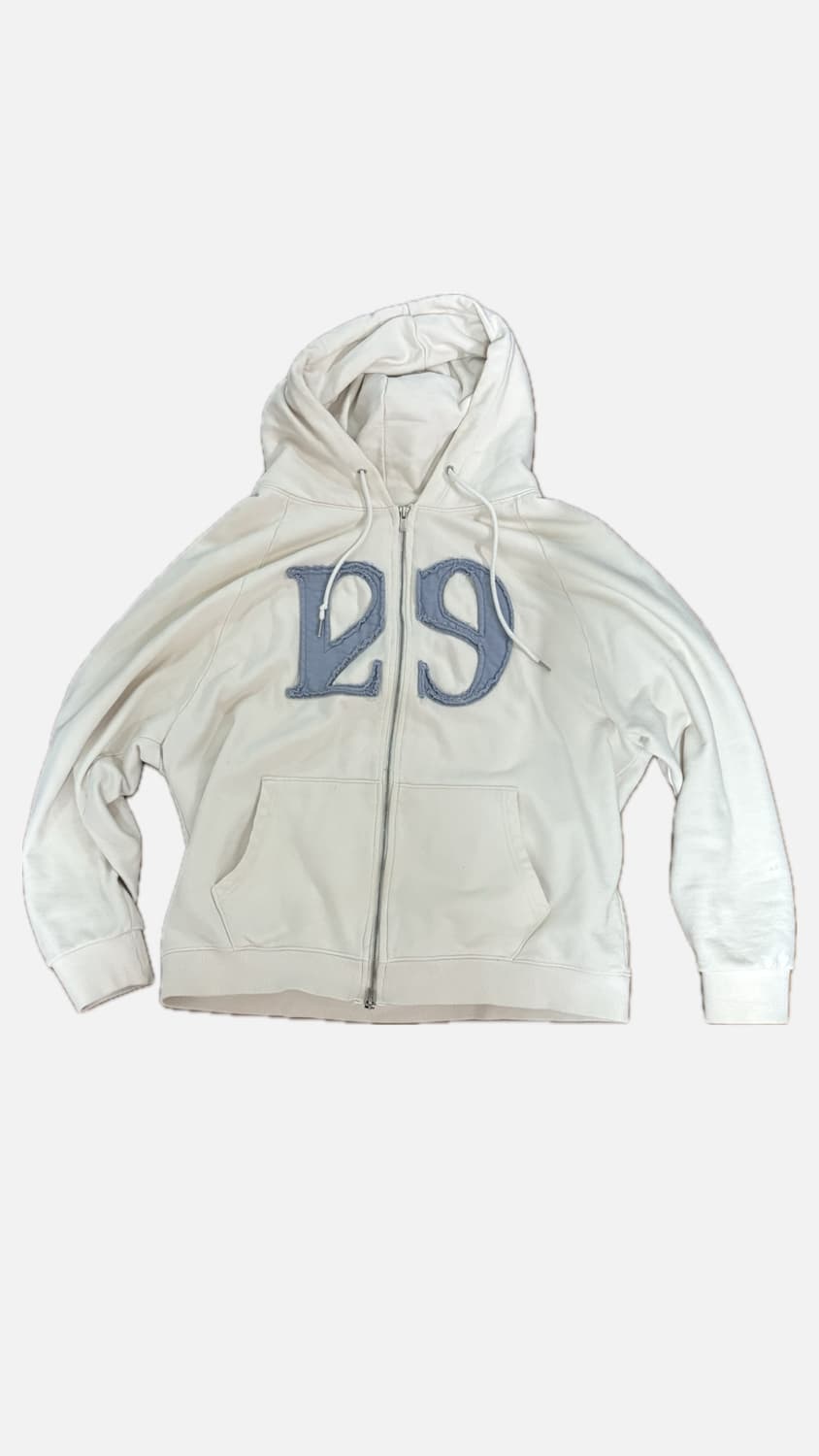 일리고 129 로고 패치 후드집업 크림 상품이미지2